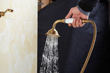 ZGRK Luxe Retro Shower Faucet Set – Wall-Mounted Brass Mixer with Handheld Shower & Extended Spout | Classic Design