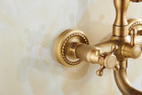 ZGRK Luxe Retro Shower Faucet Set – Wall-Mounted Brass Mixer with Handheld Shower & Extended Spout | Classic Design