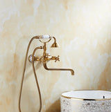 ZGRK Luxe Retro Shower Faucet Set – Wall-Mounted Brass Mixer with Handheld Shower & Extended Spout | Classic Design