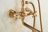 ZGRK Luxe Retro Shower Faucet Set – Wall-Mounted Brass Mixer with Handheld Shower & Extended Spout | Classic Design