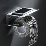 LuxuRoll Aluminium Toilet Paper Holder with Shelf – Multifunctional Bathroom Organizer for Phone & Accessories