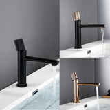 Modern Knurled Handle Bathroom Sink Faucet in Matte Black and Rose Gold Finish