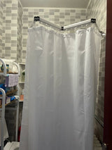 EasyTimes Foldable Shower Curtain Set – Magnetic, Waterproof & No-Drill Telescopic Rod