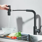 SteelFlex Gun Gray Pull-Out Kitchen Faucet – 6 Spray Functions | 360° Rotation | Warm & Cold | 304 Stainless Steel
