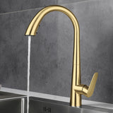 Pull-Out Kitchen Faucet in Brushed Gold Stainless Steel – Modern Sink Mixer for Hot and Cold Water