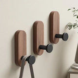 NordicWood Wall Hooks – Walnut Wood, Self-Adhesive & Multifunctional (2 or 5 Pieces)
