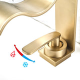 Elegant Gold Bathroom Sink Faucet with Waterfall Flow and Single Handle Control
