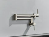 Brushed Gold Wall Mount Kitchen Faucet Premium – Single Cold Water Tap | 360° Swivel Spout | Space Saving Design
