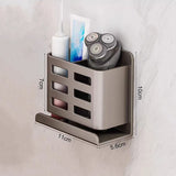 Wall Mounted Bathroom Shelf No Drill Aluminum Organizer – Toothbrush & Razor Holder | Space Saving Storage | Easy Install