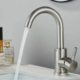 Contemporary Stainless Steel Bathroom Sink Faucet in Matte Black or Brushed Nickel Finish