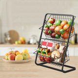 StackEase – Double-Tier Metal Fruit Basket & Removable Storage Rack