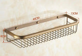 BronzeRoyal Antique Wall Shelf – Solid Brass Soap & Shampoo Basket | Vintage Corner Rack