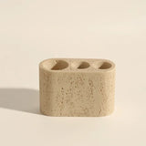 AureliaStone Luxury Limestone Bathroom Set – Toothbrush Holder, Soap Dispenser & Tray