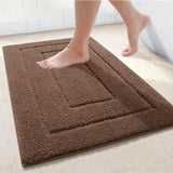 Velveteen Microfiber Bathroom Mat Double Frame Premium – Non Slip Absorbent Rug | Soft Comfort | Quick Dry Floor Mat