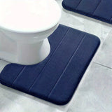 SoftStripe Bathroom U-Shaped Rug – Soft, Non-Slip & Quick-Drying Microfiber Mat