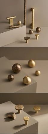 ForgeLuxe Handcrafted Solid Brass Cabinet Handle – Hammered Finish in Matte Gold & Antique Bronze (5.04 in)