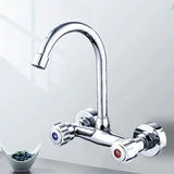 Wall-Mounted Kitchen Faucet with Dual Handles and 360° Rotating Spout