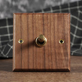 RetroLux Black Walnut Toggle Wall Switch – 1–4 Gang with Brass Lever & Optional USB