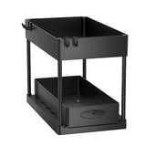 SlideEase 2-Tier Pull-Out Cabinet Organizer – Expandable Under-Sink Storage with Baskets, Hooks & Cup System