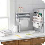 MultiFix 4-in-1 Kitchen Roll Holder – Wall Organizer with Foil Cutter & Bottle Rack