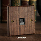 RetroLux Black Walnut Toggle Wall Switch – 1–4 Gang with Brass Lever & Optional USB