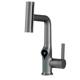 Digital Temperature Display Waterfall Bathroom Sink Faucet with Adjustable Spout Mixer