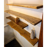 TimberEdge Solid Wood Floating Shelf – Rustic Live Edge Wall Board with Mounting Kit