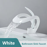 AquaLuxe Waterfall Faucet – Modern White Design with Warm & Cold Water Control