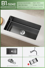 CascadeBlack Luxury Waterfall Undermount Kitchen Sink Set – Black Stainless Steel Single Bowl with Faucet & Soap Dispenser