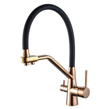 3-Way Kitchen Sink Faucet with Built-In Water Filter and 360° Swivel Spout