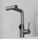 Digital Temperature Display Waterfall Bathroom Sink Faucet with Adjustable Spout Mixer