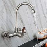 Wall Mounted Stainless Steel Kitchen Faucet with Flexible 360° Swivel Spout and Hot Cold Mixer