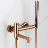 Wall Mounted Bathtub Faucet with Swivel Spout and Hand Shower – Durable Stainless Steel Hot and Cold Mixer