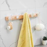 SARIHOSY Black Wooden Wall Rack Modern Wall Hooks for Bathroom, Kitchen, Bedroom & Hallway