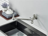 Brushed Gold Wall Mount Kitchen Faucet Premium – Single Cold Water Tap | 360° Swivel Spout | Space Saving Design