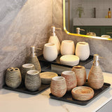 CeramiLux Vintage Bathroom Set – Shower Gel Bottle, Toothbrush Holder & Mouthwash Cup