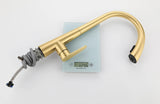 Pull-Out Kitchen Faucet in Brushed Gold Stainless Steel – Modern Sink Mixer for Hot and Cold Water