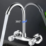 Wall-Mounted Kitchen Faucet with Dual Handles and 360° Rotating Spout