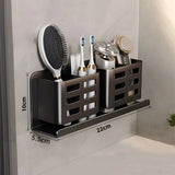 Wall Mounted Bathroom Shelf No Drill Aluminum Organizer – Toothbrush & Razor Holder | Space Saving Storage | Easy Install