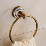 RoyalRetro Antique Brass Bathroom Accessory Set with Ceramic – 5-Piece Vintage Bathroom Collection