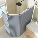 EasyTimes Foldable Shower Curtain Set – Magnetic, Waterproof & No-Drill Telescopic Rod