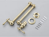 Brushed Gold Wall Mount Kitchen Faucet Premium – Single Cold Water Tap | 360° Swivel Spout | Space Saving Design