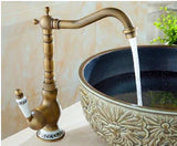 RegalFlow 360° Antique Gold Faucet – Rotating Basin Mixer for Hot & Cold Water