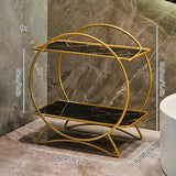 AureliaTower Premium 2-Tier Bathroom & Makeup Organizer – Gold/Black with Marble-Style Ceramic Trays