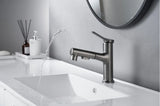 Modern White Pull-Out Bathroom Sink Faucet – Single Handle Brass Basin Mixer