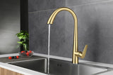 Pull-Out Kitchen Faucet in Brushed Gold Stainless Steel – Modern Sink Mixer for Hot and Cold Water