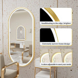Luvodi Luxury Oval LED Bathroom Mirror – Gold Aluminum Frame with Anti-Fog Function (32×20 in)