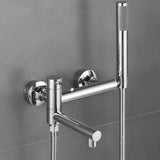 Wall Mounted Bathtub Faucet with Swivel Spout and Hand Shower – Durable Stainless Steel Hot and Cold Mixer