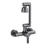 Wall Mounted Stainless Steel Kitchen Faucet with 4 Spray Modes and 360° Swivel Mixer
