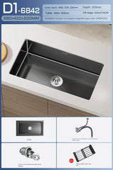 CascadeBlack Luxury Waterfall Undermount Kitchen Sink Set – Black Stainless Steel Single Bowl with Faucet & Soap Dispenser